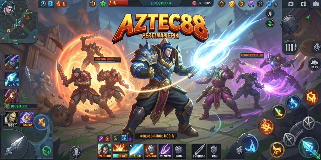 Tangkapan layar menampilkan aksi pertempuran MOBA yang mendebarkan.