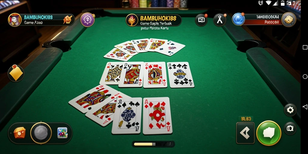 Tampilan gameplay seru dalam BAMBUHOKI88 yang menghadirkan suasana Gaple.