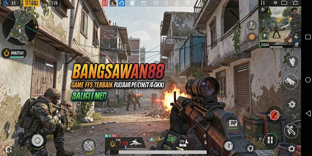Tampilan gameplay FPS yang menegangkan dan mendebarkan.