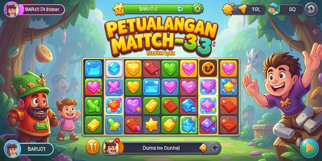 Tampilan gameplay seru BARU01 di dunia Match-3.