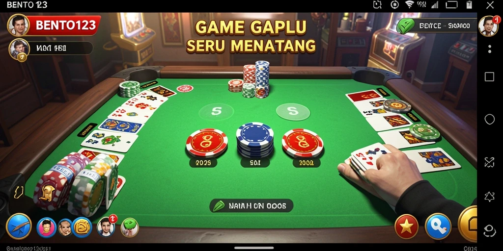 Tampilan gameplay seru BENTO123, nikmati Gaple bersama teman.