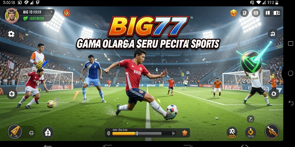 Screenshot gameplay BIG77 menampilkan aksi olahraga yang menegangkan.