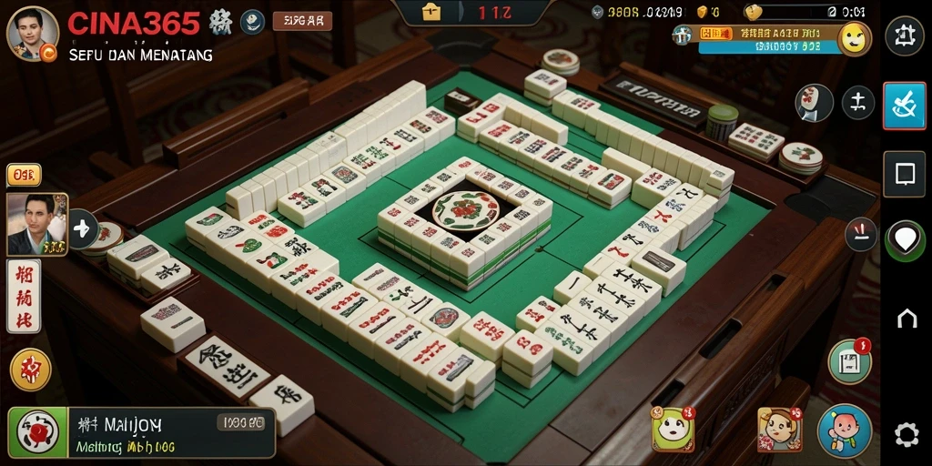 Screenshot utama CINA365 menunjukkan gameplay seru Mahjong yang menantang.