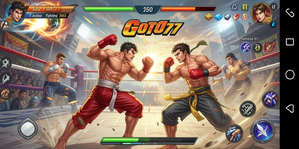 Screenshot GOTO77 menampilkan aksi pertarungan yang mendebarkan.