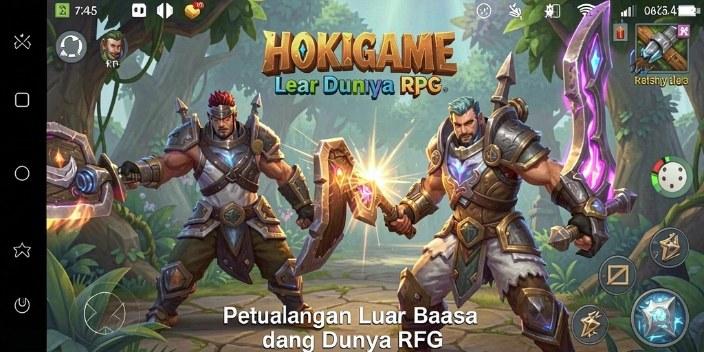 Tangkapan layar HOKIGAME dengan aksi RPG yang mendebarkan.