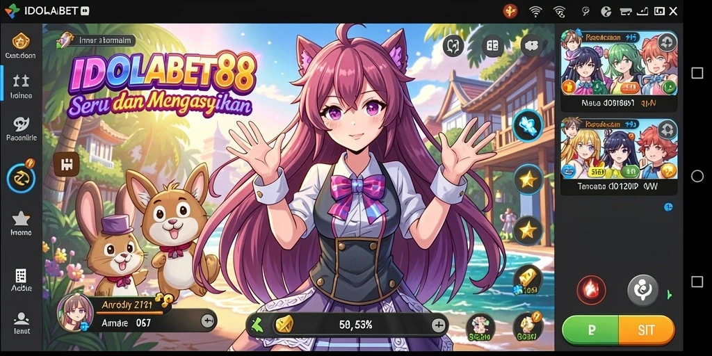 Tampilan gameplay menarik dari IDOLABET88 dengan karakter Anime yang memikat.
