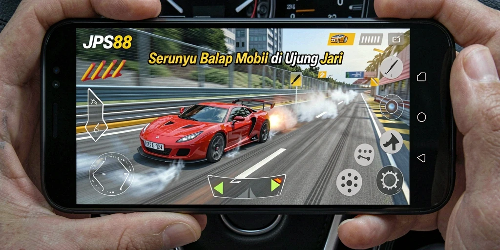 Tampilan utama gameplay JPS88 dengan mobil balap memukau di lintasan.