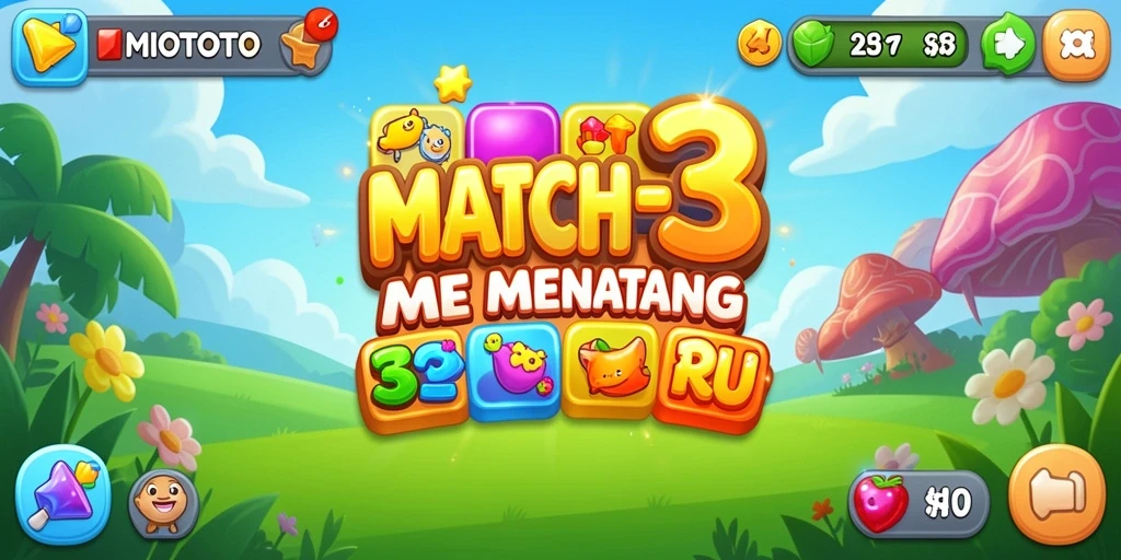 Tampilan gameplay MIOTOTO yang seru dan penuh warna dalam permainan Match-3.