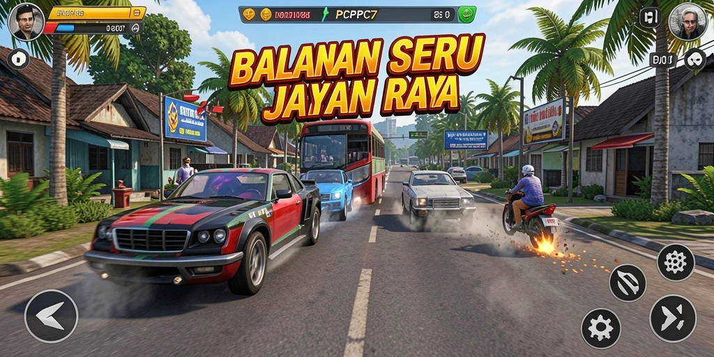 Screenshot utama PCPC7 menunjukkan aksi balapan yang mengasyikkan.