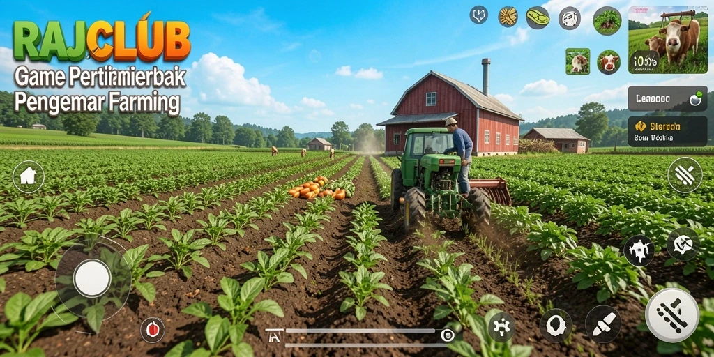 Gameplay RAJACLUB yang menarik dengan berbagai aktivitas pertanian.