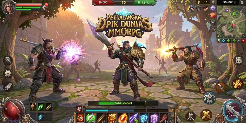 Screenshot gameplay epik dalam dunia MMORPG SM605.