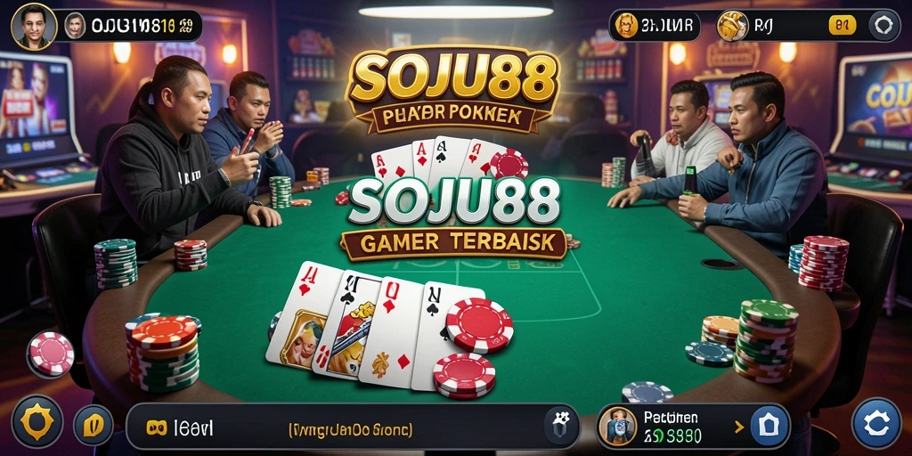 Tampilan gameplay seru dalam permainan Poker SOJU88.
