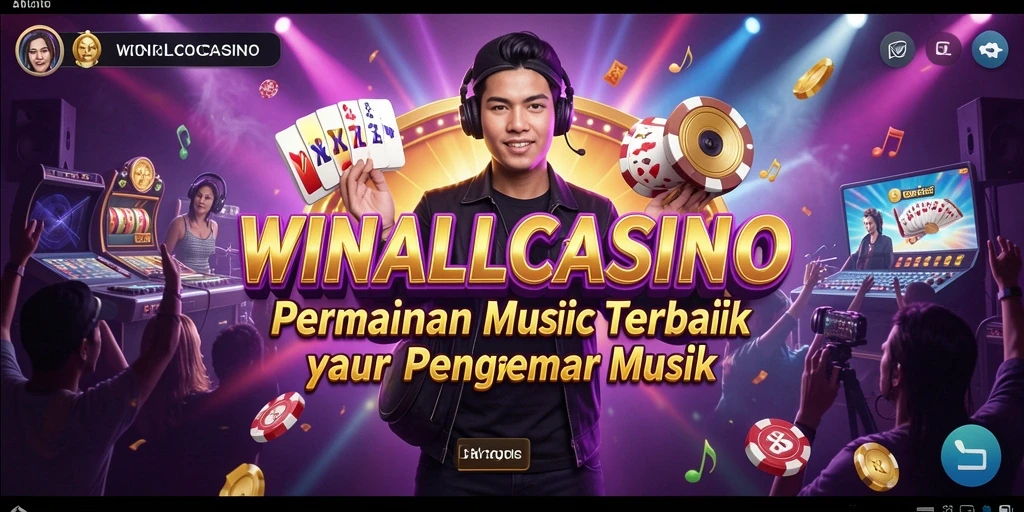 Screenshot WINALLCASINO menampilkan gameplay seru dan interaktif dengan musik.