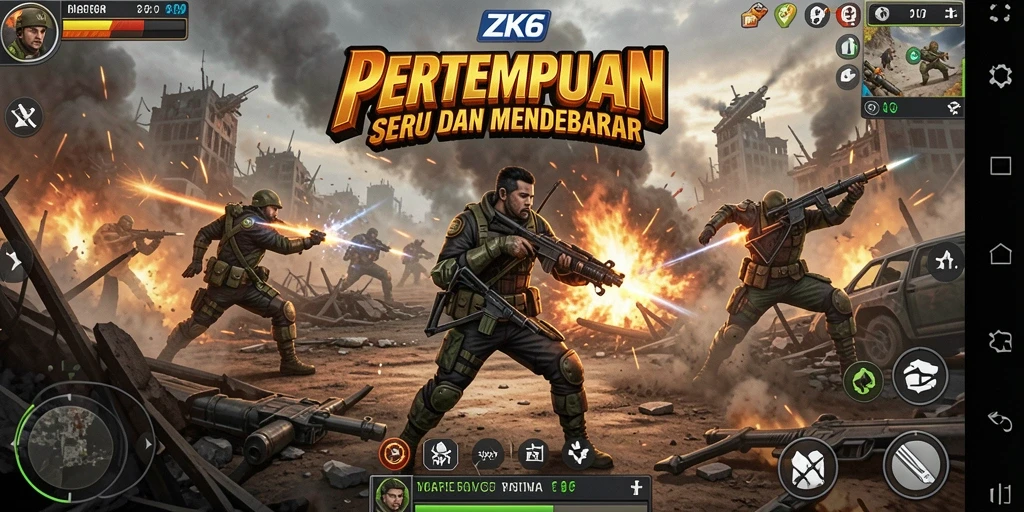 Tampilan gameplay ZK6 dengan aksi pertempuran yang intens.